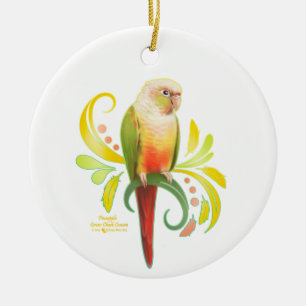Décoration En Céramique Conure à la poitrine verte d'ananas