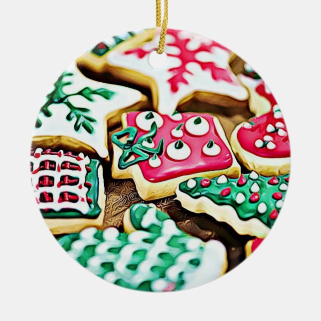 Décoration En Céramique Cookies de sucre Noël personnalisé (Devant)