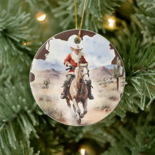 Décoration En Céramique Cool Pays Noël Père Noël cheval ajouter un message