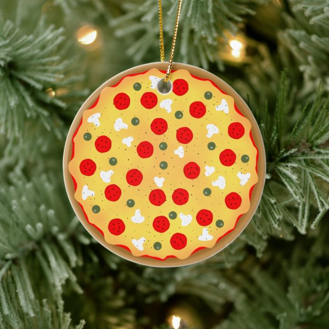 Décoration En Céramique Cool plaisir pizza pepperoni champignon (Arbre)