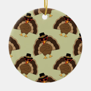 Décoration En Céramique Cool Turquie Thanksgiving fun brun vert motif