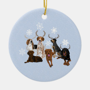 Décoration En Céramique Coonhound Antlers Blue