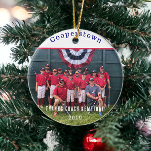Décoration En Céramique Cooperstown NY Baseball Team Entraîneurs Photo Cad