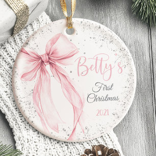 Décoration En Céramique Coquette de la boîte de Noël du premier bébé