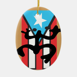 Décoration En Céramique Coqui taíno sur le drapeau de Port Riche