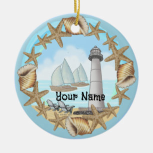 Décoration En Céramique coquillages Biloxi Lighthouse Ornament