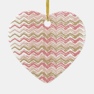 Décoration En Céramique Coral Spice Scribble ZigZag Chevron Motif