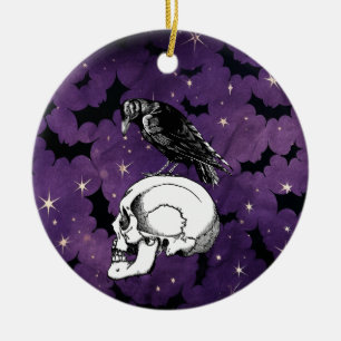 Décoration En Céramique Corbeau corbeau et crâne Halloween Stars violets c
