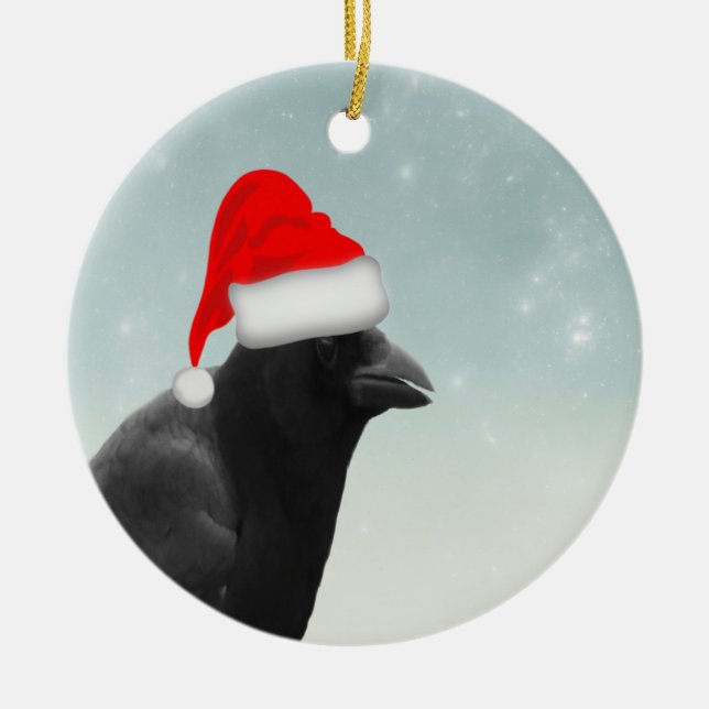 Décoration En Céramique Corbeau de Noël (Devant)