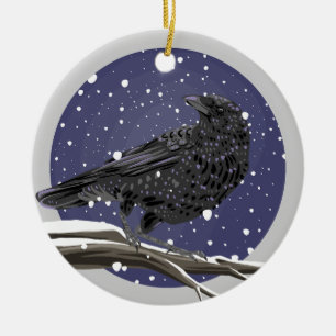 Décoration En Céramique Corbeau d'hiver