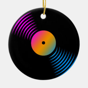 Décoration En Céramique Corey Tiger 80s Retro Vinyl Record Ornament