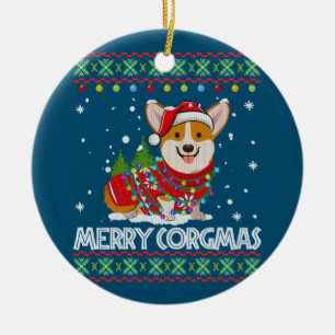 Décoration En Céramique Corgi Chien Joyeux Corgmas Père Noël Corgi Mauvais