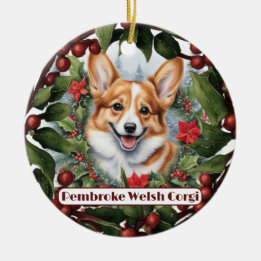 Décoration En Céramique Corgi Noël Ornament, Personnaliser votre chiot