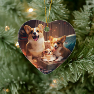Décoration En Céramique Corgi Noël pendaison Arbre de Noël Pet Lover Cadea