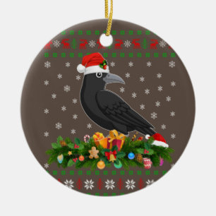 Décoration En Céramique Corneille corneille Oiseau Amant Noël Chapeau de S