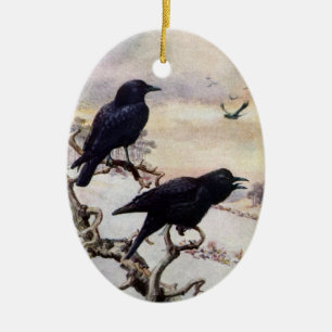 Décoration En Céramique Corneilles dans l'illustration de cru d'hiver