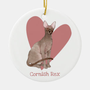 Décoration En Céramique Cornouailles Rex Chat Aquarelle Kitty Coeur rose