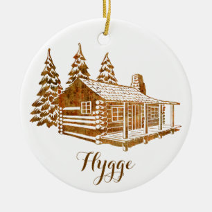 Décoration En Céramique Cosy Log Cabine - Hygge ou votre propre texte en c