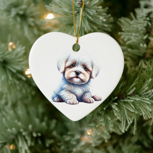 Décoration En Céramique Coton de Tulear Chiot personnalisé (Arbre)