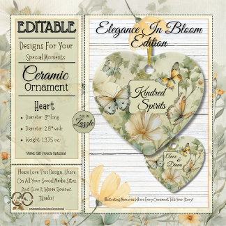 Décoration En Céramique Cottage Chic Fleurs sauvages Coeur d'esprit