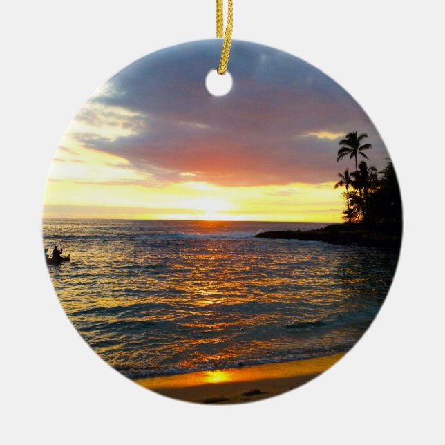 Décoration En Céramique Coucher de soleil sur la plage (Devant)