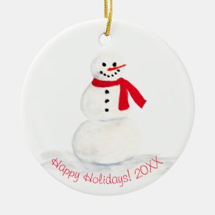 Décoration En Céramique Couleur d'eau douce Snowman Joyeux Vacances Photo