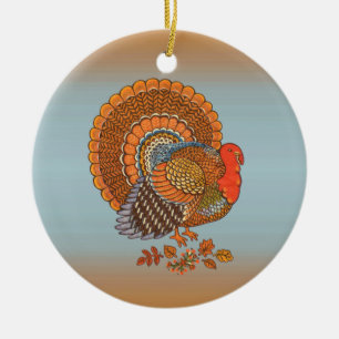 Décoration En Céramique Couleurs d'automne Thanksgiving Homme Turquie Féli