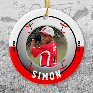 Décoration En Céramique Couleurs de l'équipe rouge de baseball