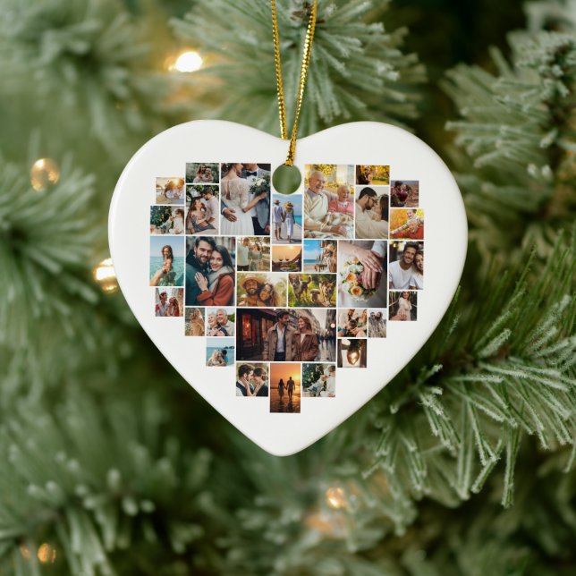 Décoration En Céramique Couple Family Heart Shaped Photo Collage  (Arbre)