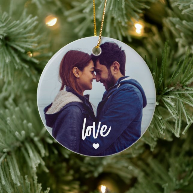 Décoration En Céramique Couple Photo Script personnalisé amour (Arbre)