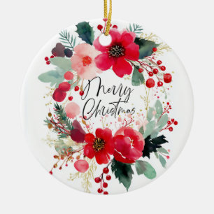 Décoration En Céramique Couronne de fleurs Joyeux Noël Fêtes