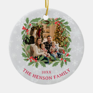 Décoration En Céramique Couronne de houx élégante Joyeux Noël Photo
