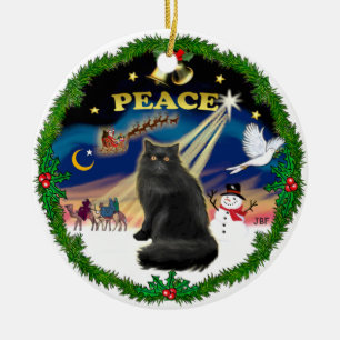 Décoration En Céramique Couronne de la paix - Chat persan noir