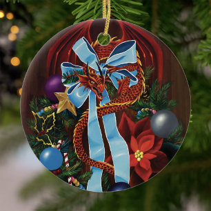 Décoration En Céramique Couronne de Noël Dragon