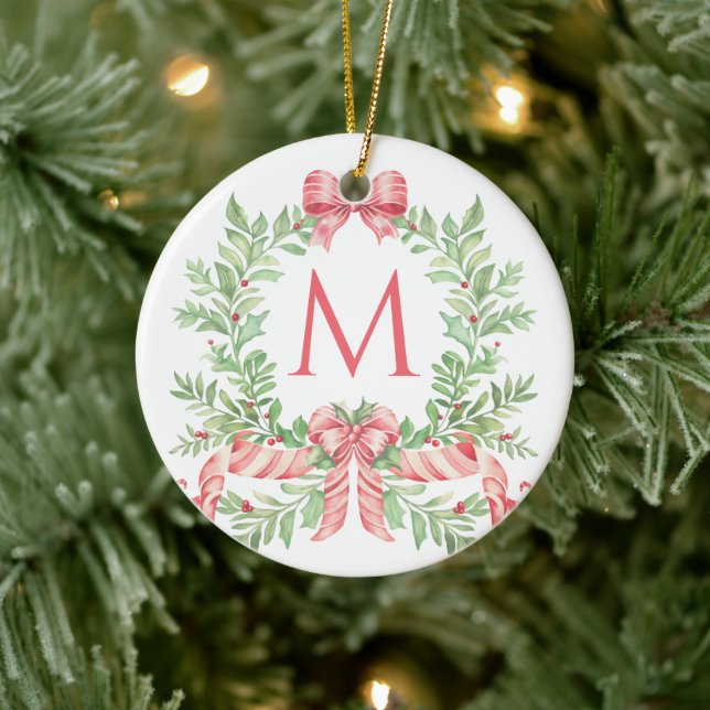 Décoration En Céramique Couronne de Noël Monogramme (Arbre)