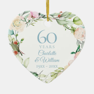 Décoration En Céramique Couronne de roses estivales sucrées 60e anniversai