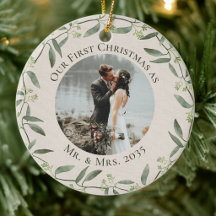 Couronne rustique Premier Noël en tant que M. et M