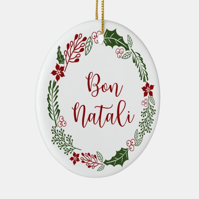Décoration En Céramique Couronne sicilienne de Noël Joyeux, Bon Natali (Droite)