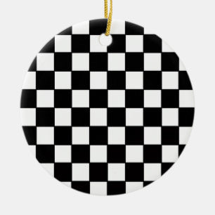 Décoration En Céramique Coutume noire et blanche de damier