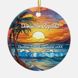 Décoration En Céramique Coutume République Dominicaine Faux Vitrail