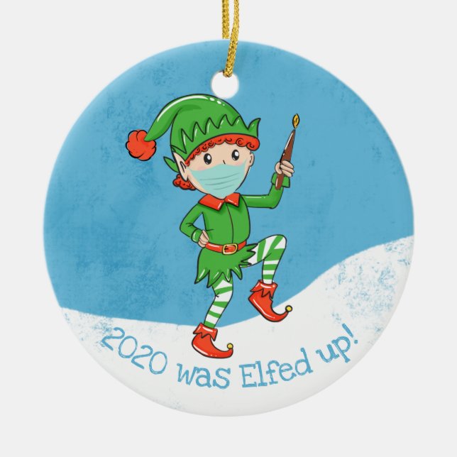 Décoration En Céramique covid19 2020 a été lassé! noël x-masque elf (Devant)