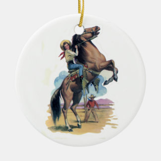 Décoration En Céramique Cow-girl sur le cheval