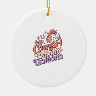 Décoration En Céramique Cowgirl Licorne Lune Licorne Marchandises Fantaisi