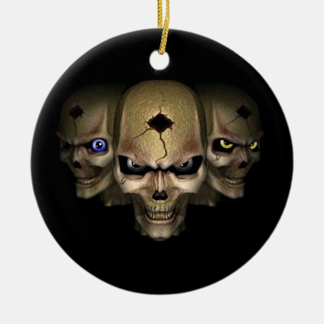 Décoration En Céramique Cr�nes aux yeux fluo - (Devant)