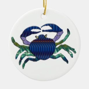 Décoration En Céramique Crabe bleu émaux