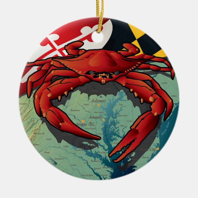 Décoration En Céramique Crabe rouge du Maryland par Joe Barsin (Devant)