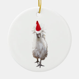 Décoration En Céramique Cranky Silkie Bantam Poulet Noël du Père Noël