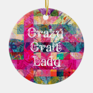 Décoration En Céramique Crazy Craft Lady Colorful Motif Vibrant Artisanat