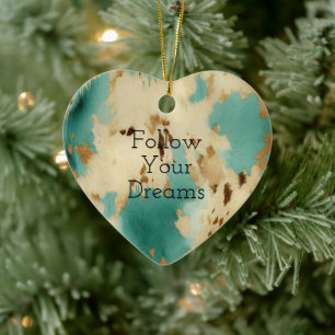 Décoration En Céramique Cream Gold Turquoise Cowhide Animal