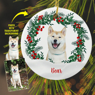 Décoration En Céramique Créez votre propre couronne photo de chien de Noël